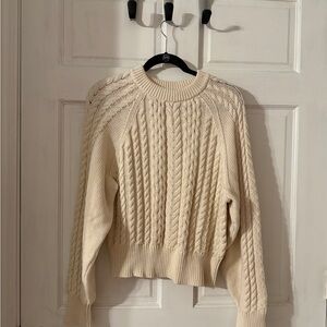 Anthropologie Cream Cable Knit Sweater